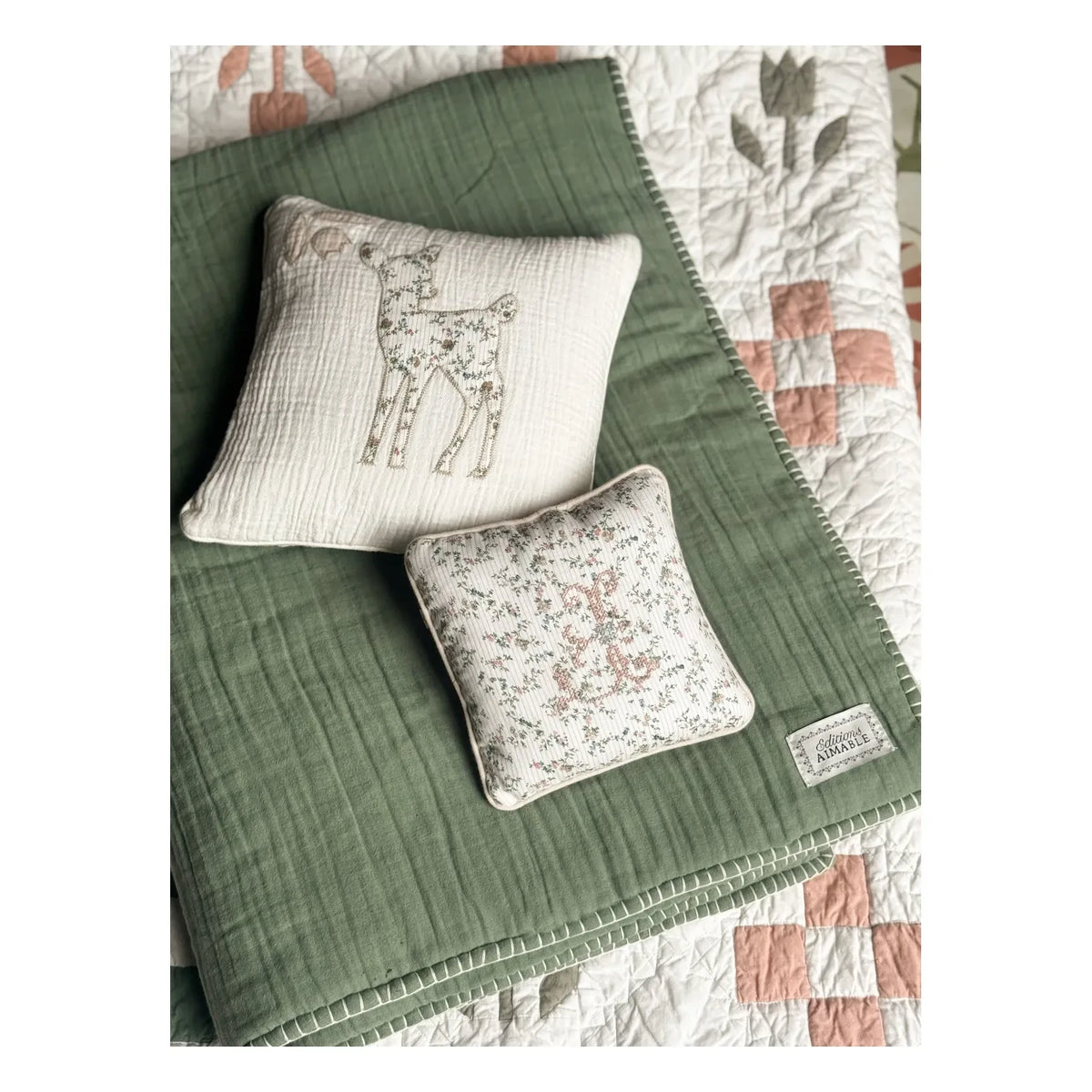 Editions Aimable - Fawn Clovis pillow | Bouquet Gauze