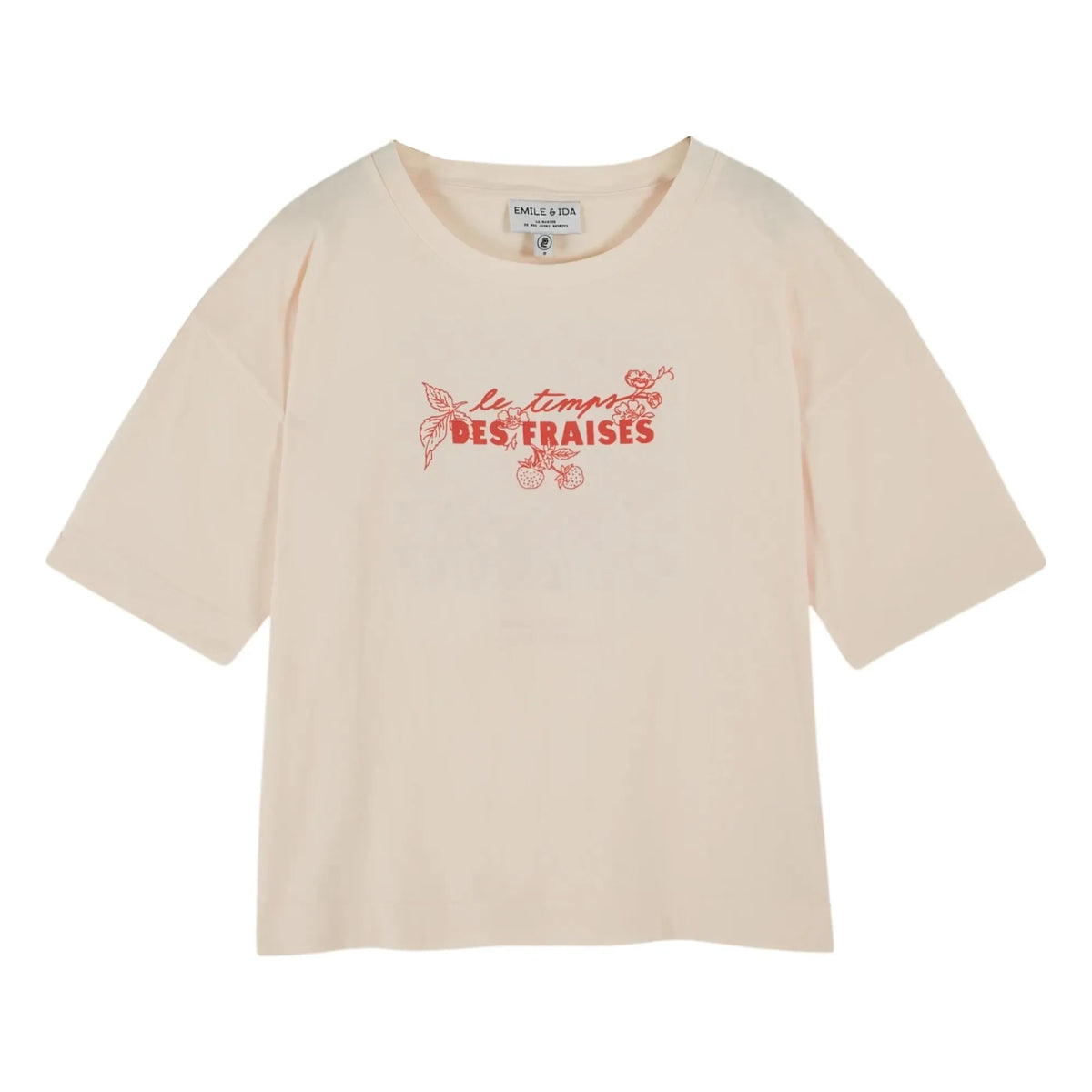 Emile et Ida - Le Temps Des Fraises Organic Cotton T-Shirt | Cream