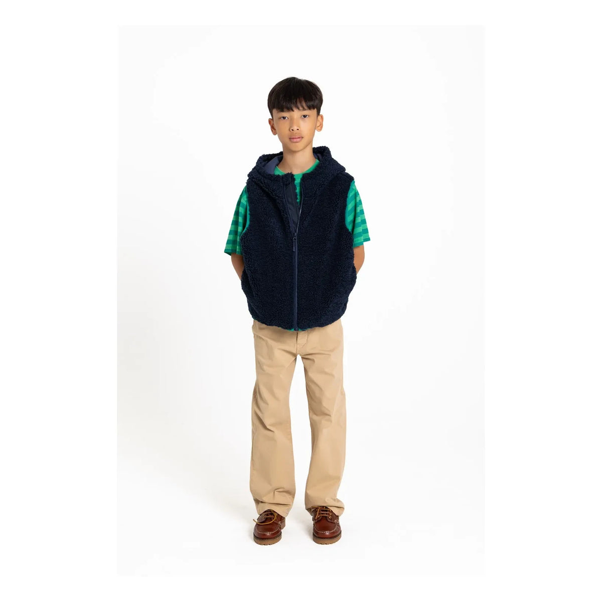 Smallable Kid - Nils Striped Organic Cotton T-shirt | Emerald green