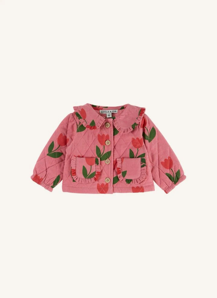 Emile et Ida - Velvet Tulip Quilted Jacket | Pink