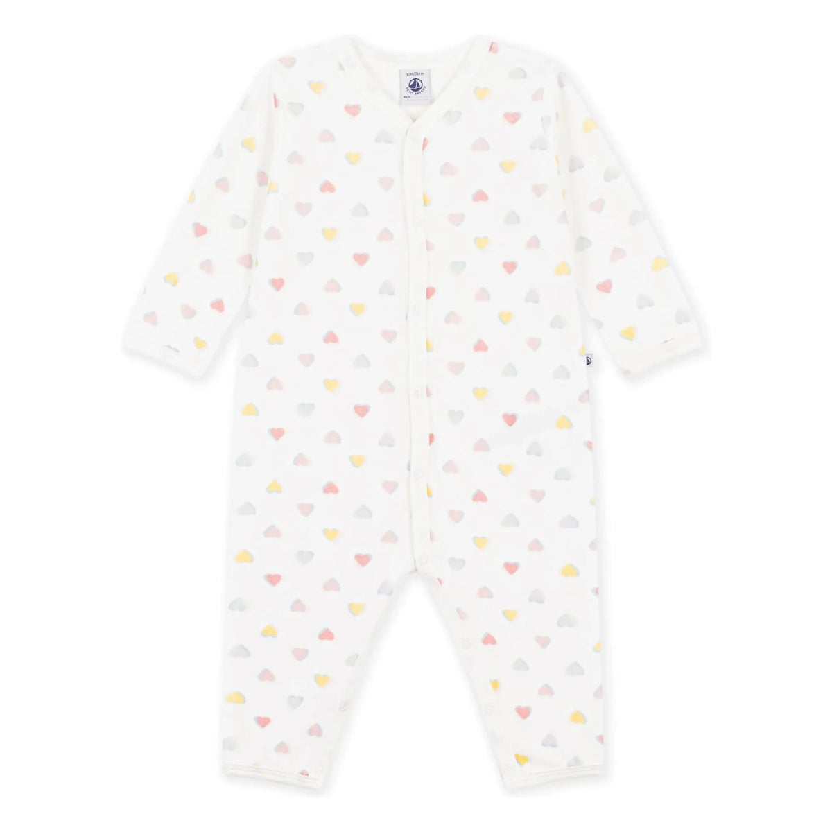 Petit Bateau - Dors Bien Cœurs Bouclette Cotton Pajamas | White