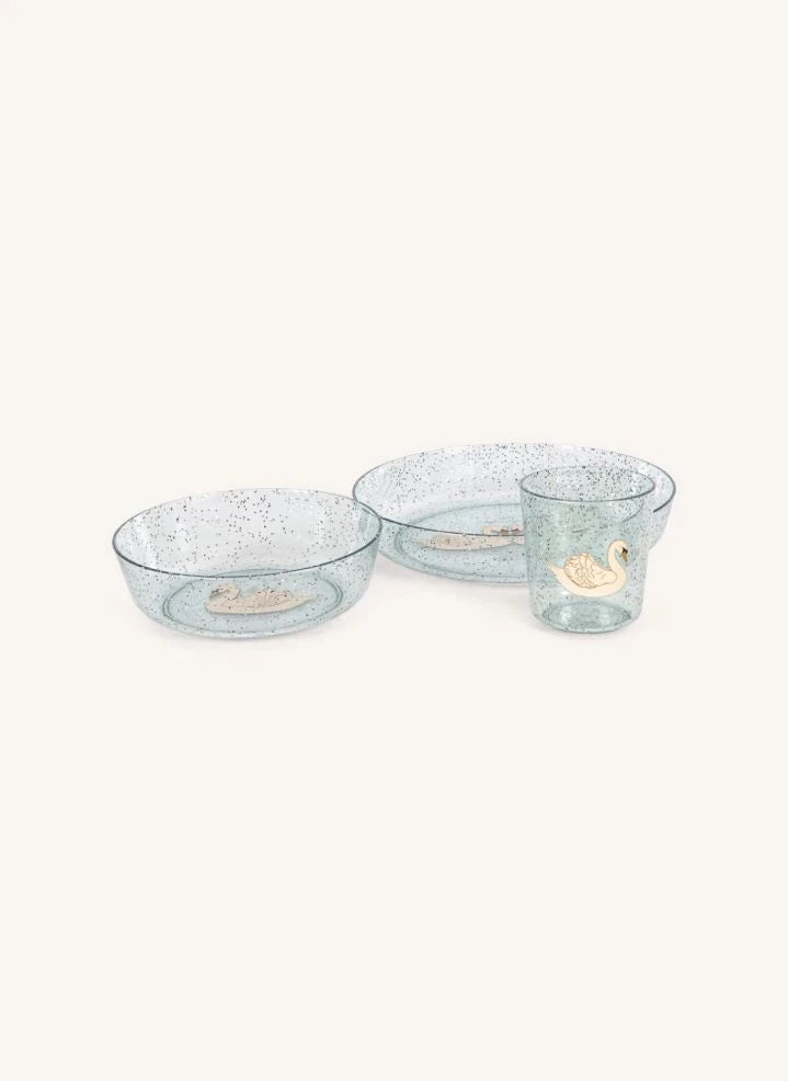 Konges Sløjd - Swan Glitter Dinner Set | Blue