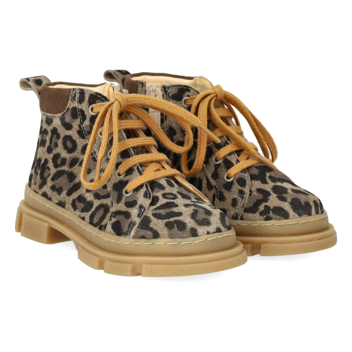 Angulus - Leopard Zippered Lace-Up Boots | Taupe Brown