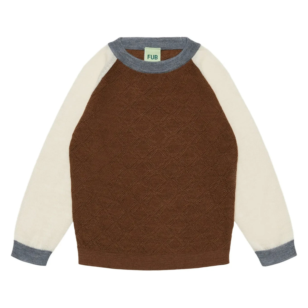 FUB - Color Block Thin Knit Merino Wool Sweater | Brown