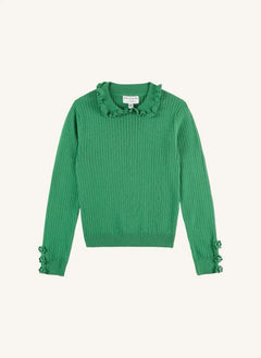 Emile et Ida - Eliane Crochet Sweater | Olive Green