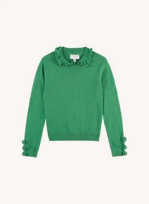 Emile et Ida - Eliane Crochet Sweater | Olive Green