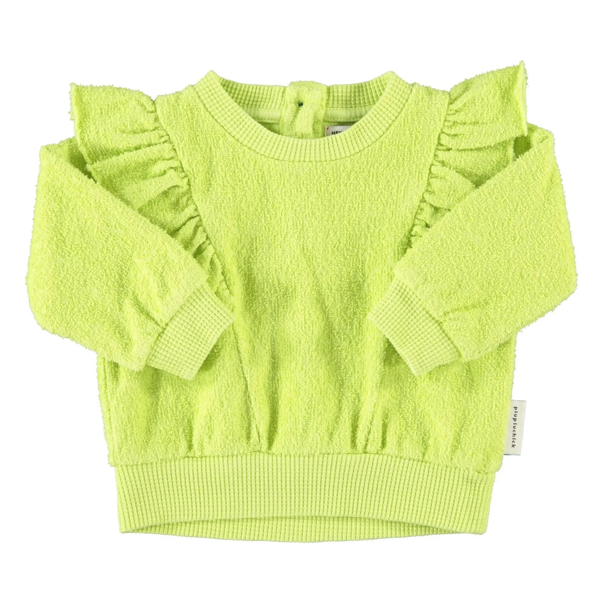 Piupiuchick - Fluorescent Yellow | Organic Cotton Terry Ruffled Sweatshirt