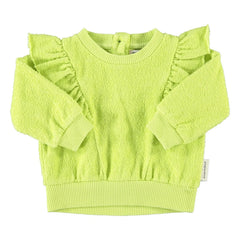 Piupiuchick - Fluorescent Yellow | Organic Cotton Terry Ruffled Sweatshirt