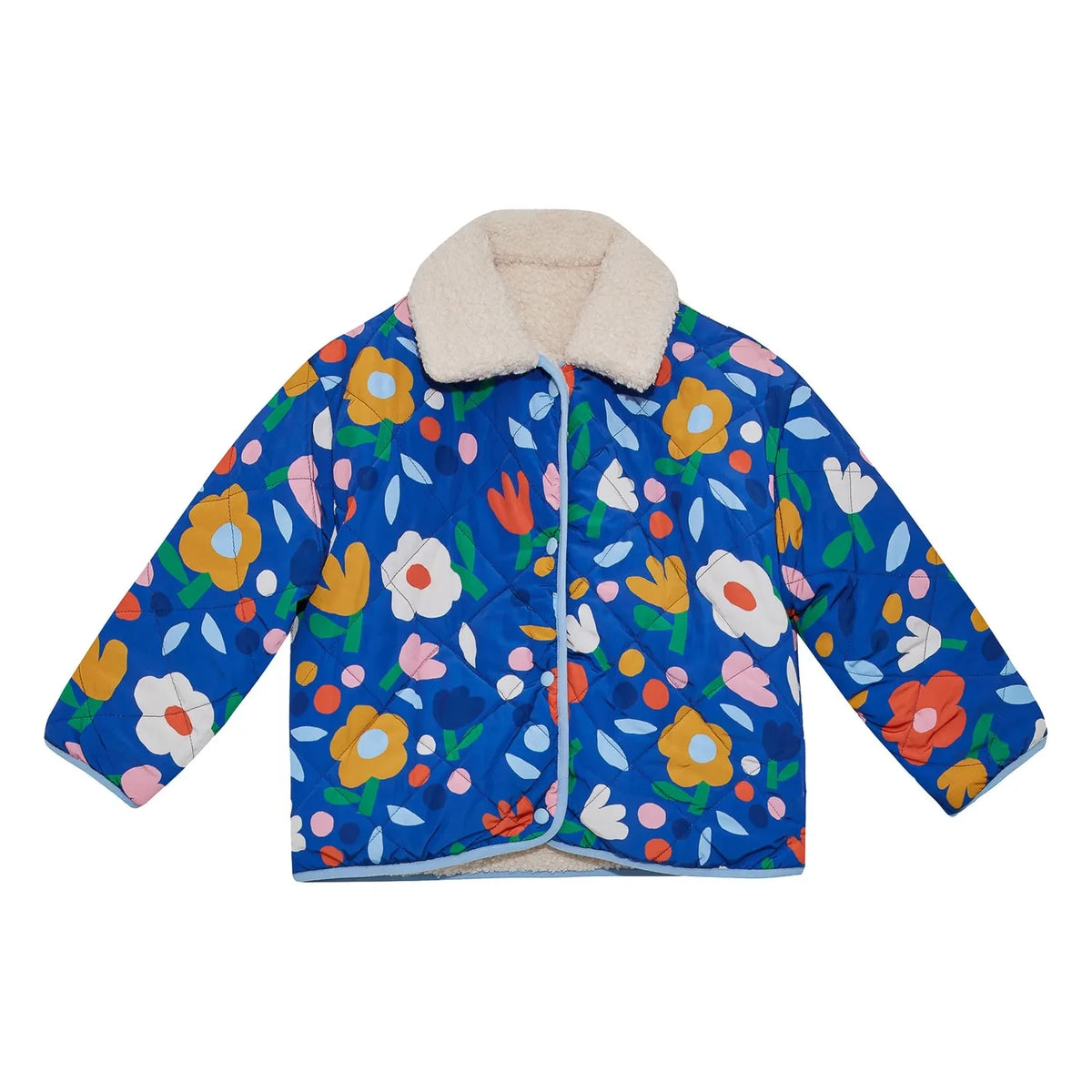 Petit Stella - Reversible Flower Pattern Sherpa Jacket | Blue