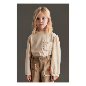 Mipounet - Pocket Detailed Lucia Organic Cotton T-Shirt | Ecru