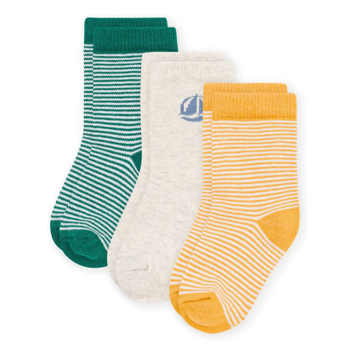 Petit Bateau - 3 Pair Striped Socks Set | Yellow