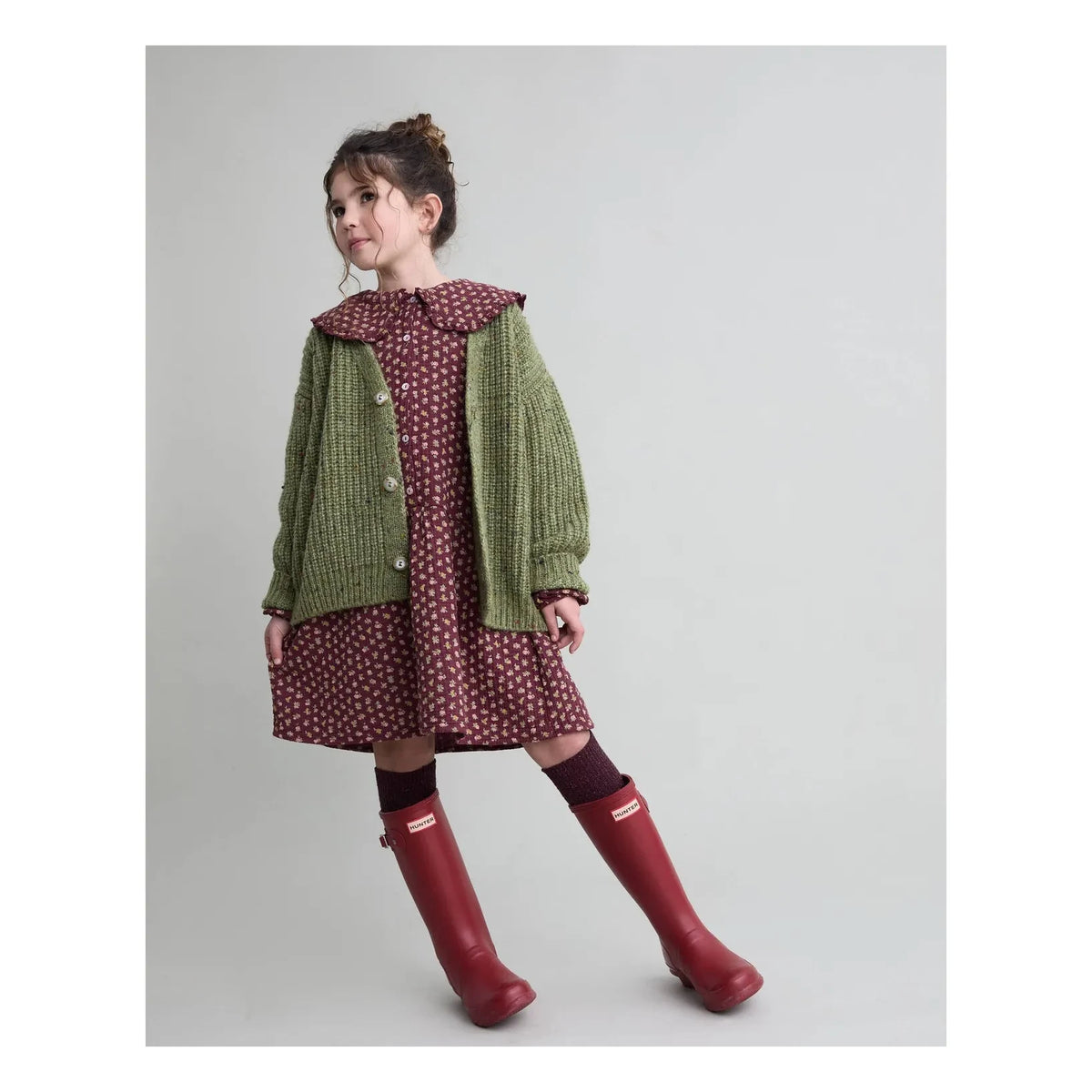 Búho - Organic Cotton Floral Cottage Claudine Collar Dress | Burgundy