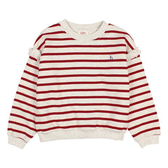 Búho - Striped organic cotton sweatshirt | Cherry red