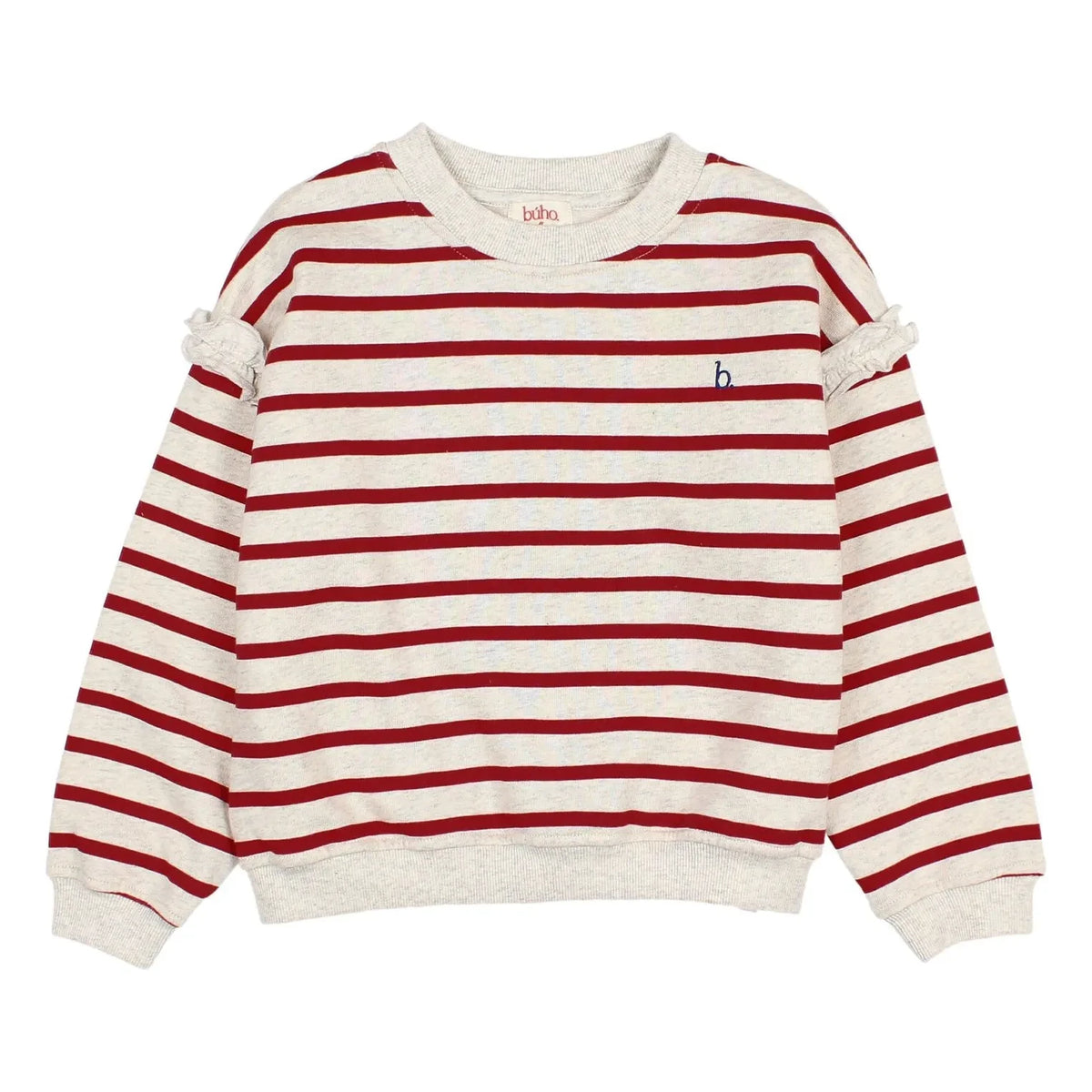 Búho - Striped organic cotton sweatshirt | Cherry red