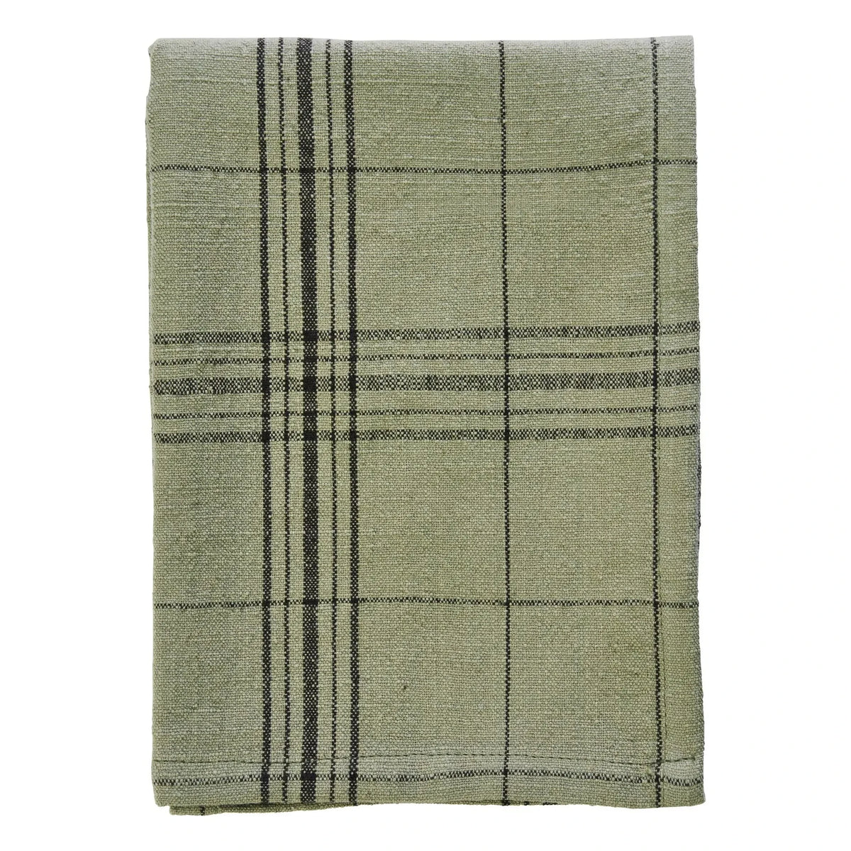 Madam Stoltz - Cotton Checkered Kitchen Towel | Olive Green