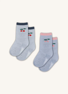 Konges Sløjd - 2-Pair Cherry Sock Set | Grey Blue