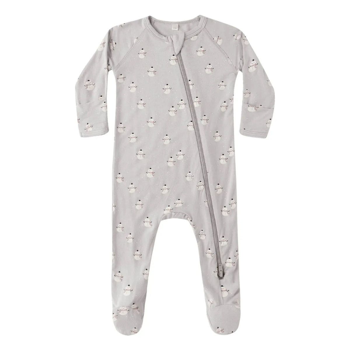 Quincy Mae - Snowman Patterned Footed Romper | Gray