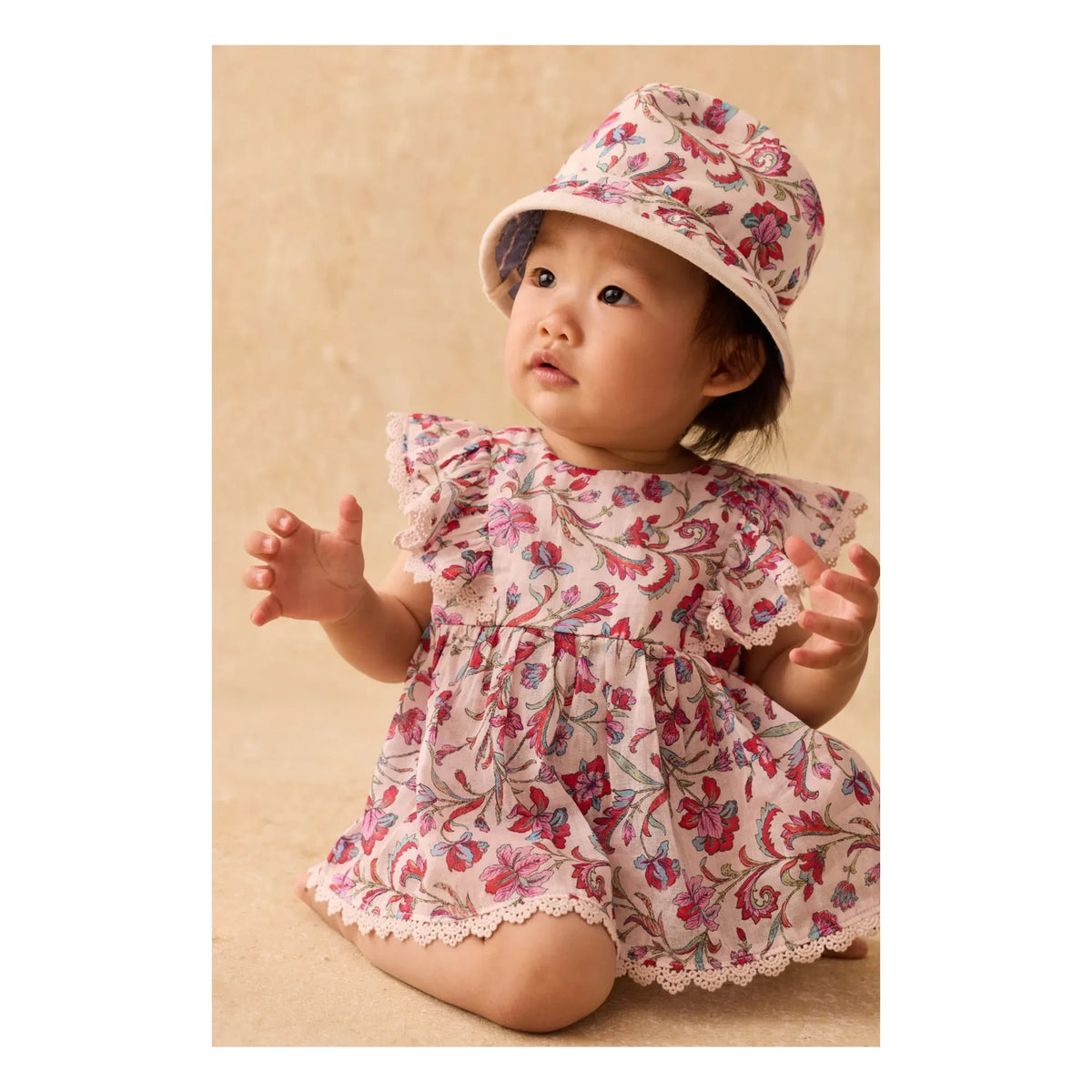 Louise Misha - Lajik Floral Organic Cotton Hat | Cream