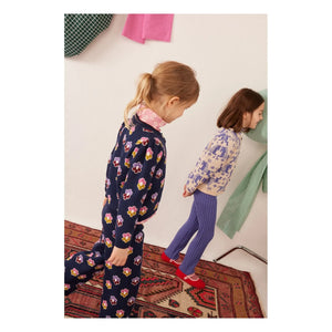 Hello Simone - Mathilda Floral Pattern Knit Pants | Navy