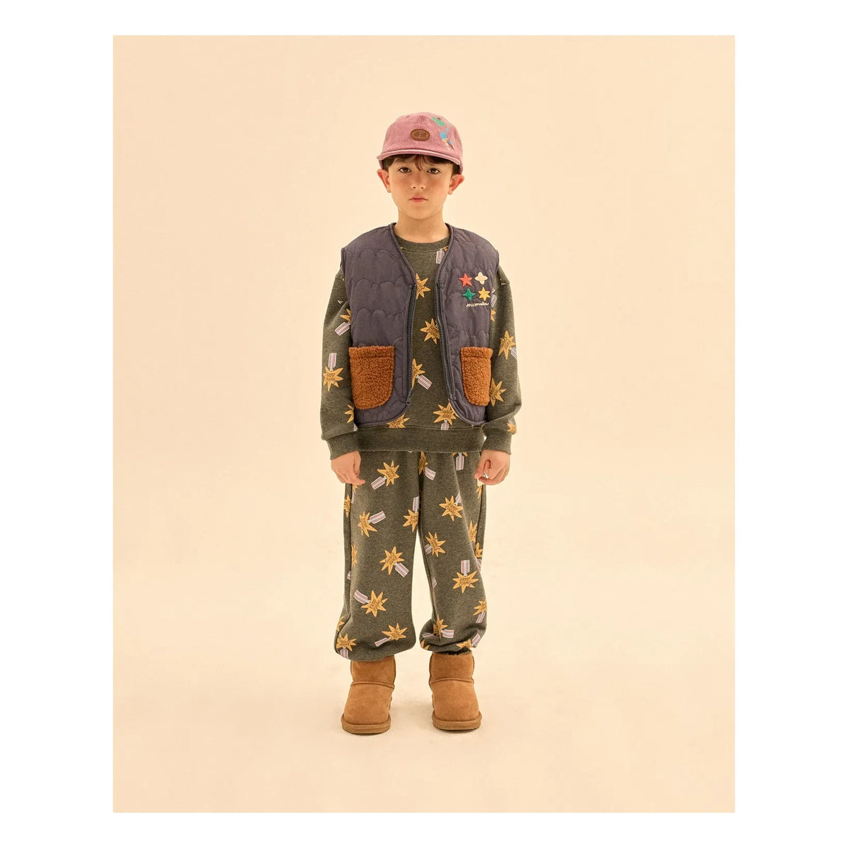 Jelly Mallow - Reversible Colorblock Sherpa-Style Sleeveless Jacket | Navy