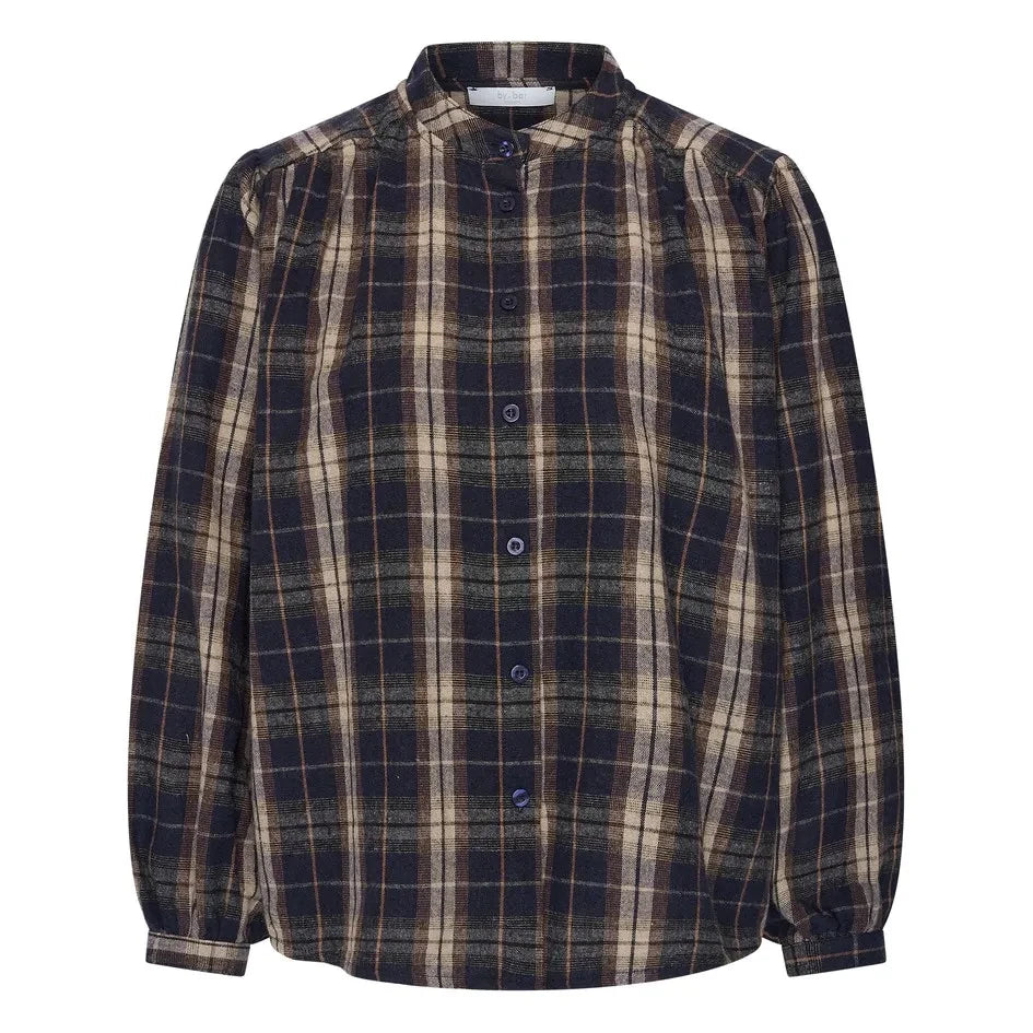 By Bar - Jacquard Checkered Blouse | Navy