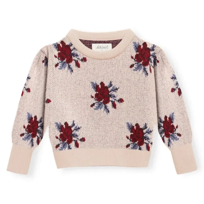 birinit - Colette Flowers Merino wool sweater | Ivory