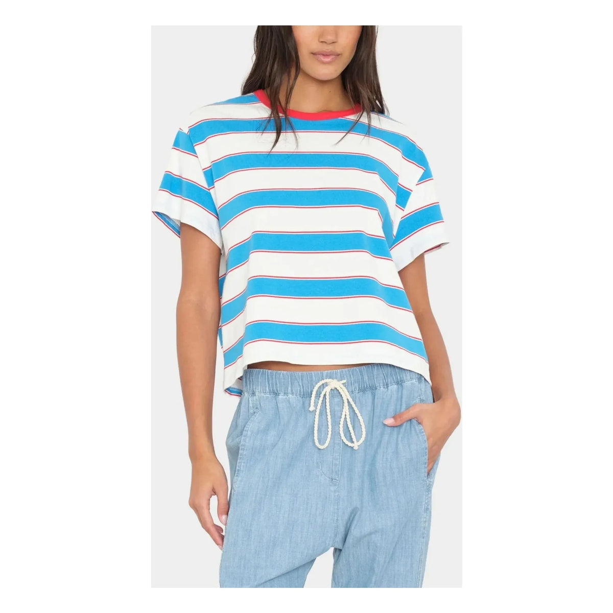 Xirena - Carter Striped Cotton T-Shirt | Blue