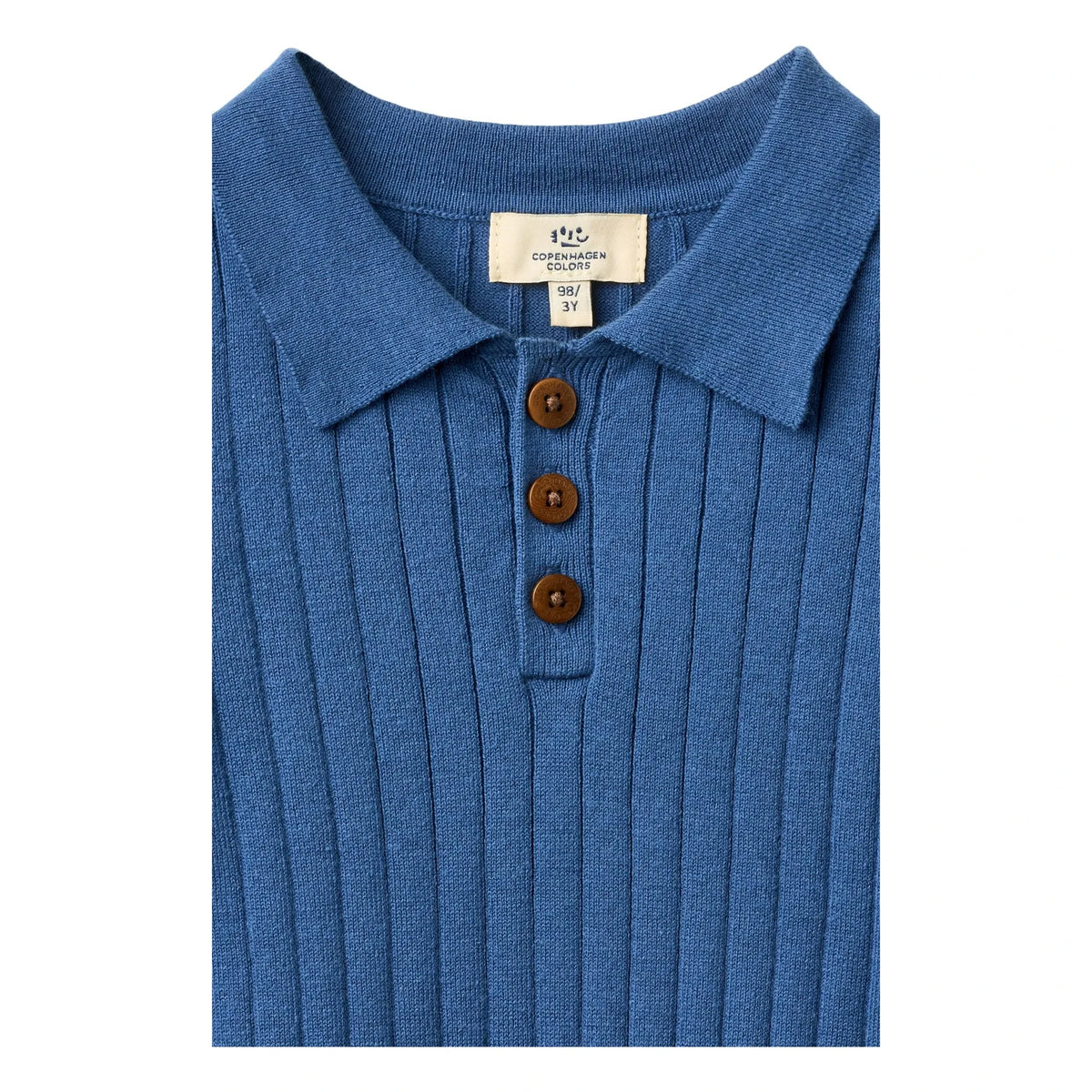 Copenhagen Colors - Ribbed Organic Cotton Polo T-Shirt | Indigo