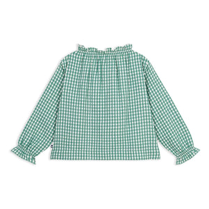 Petit Bateau - Wide Vichy Blouse %100 Organic Cotton | Green
