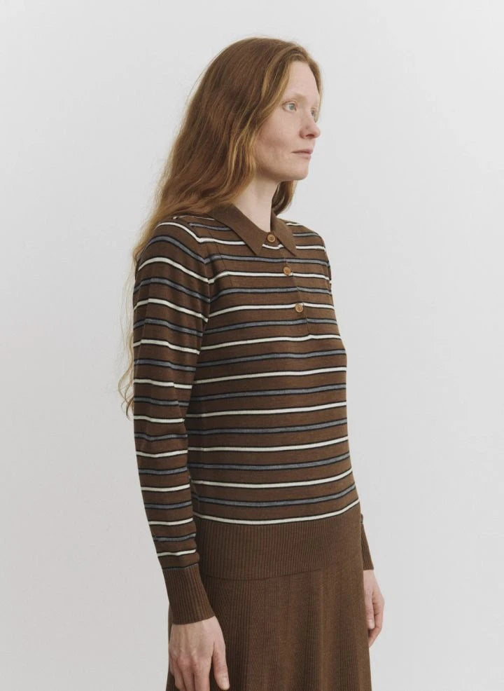FUB - Long Sleeve Striped Polo T-Shirt