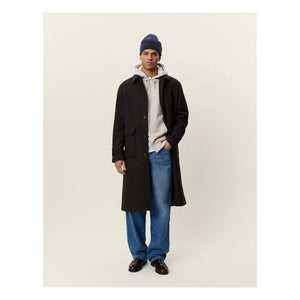 Les Deux - Herringbone Wool Coat | Dark Brown