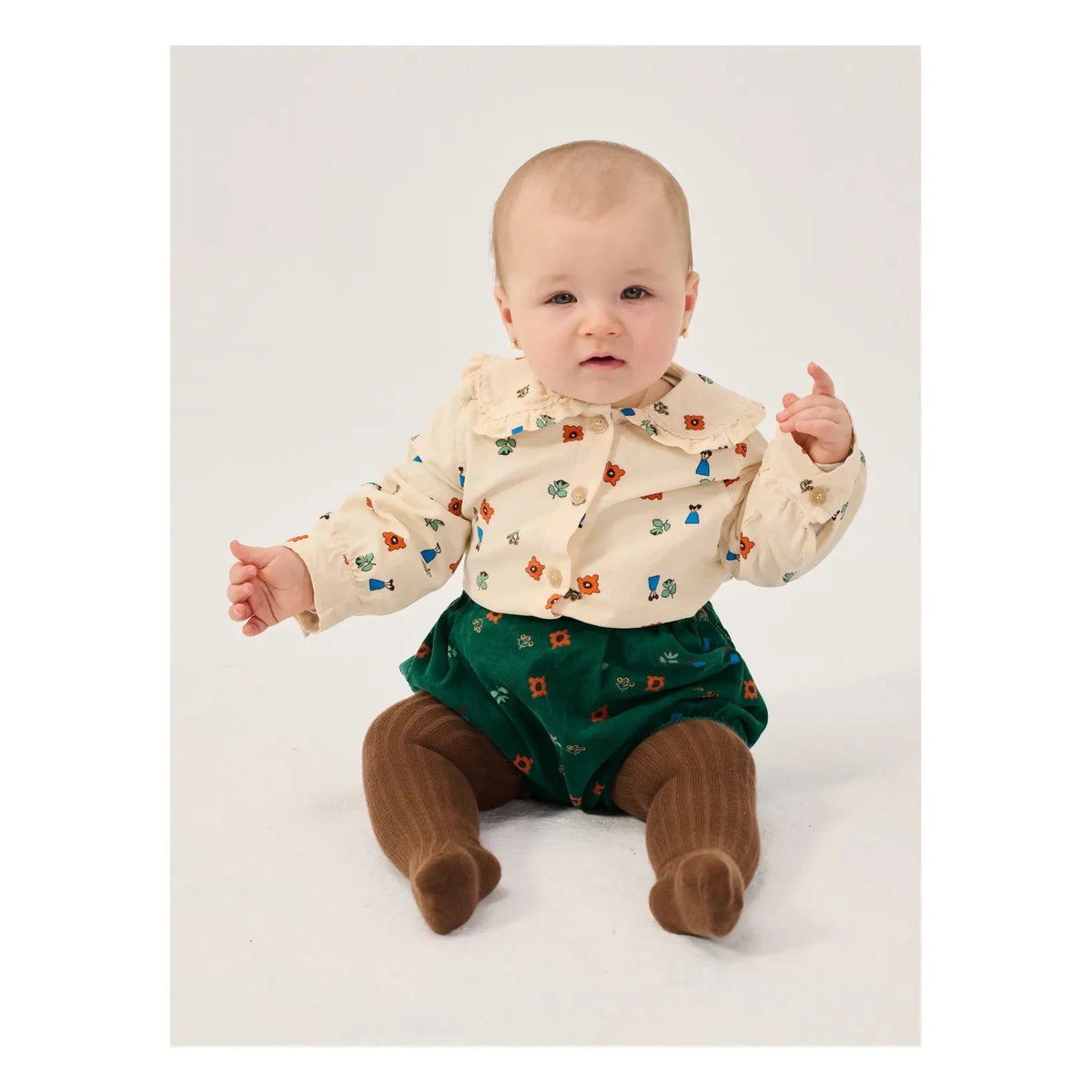 Bobo Choses - Flower Patterned Corduroy Organic Cotton | Green