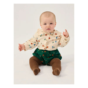 Bobo Choses - Flower Patterned Corduroy Organic Cotton | Green