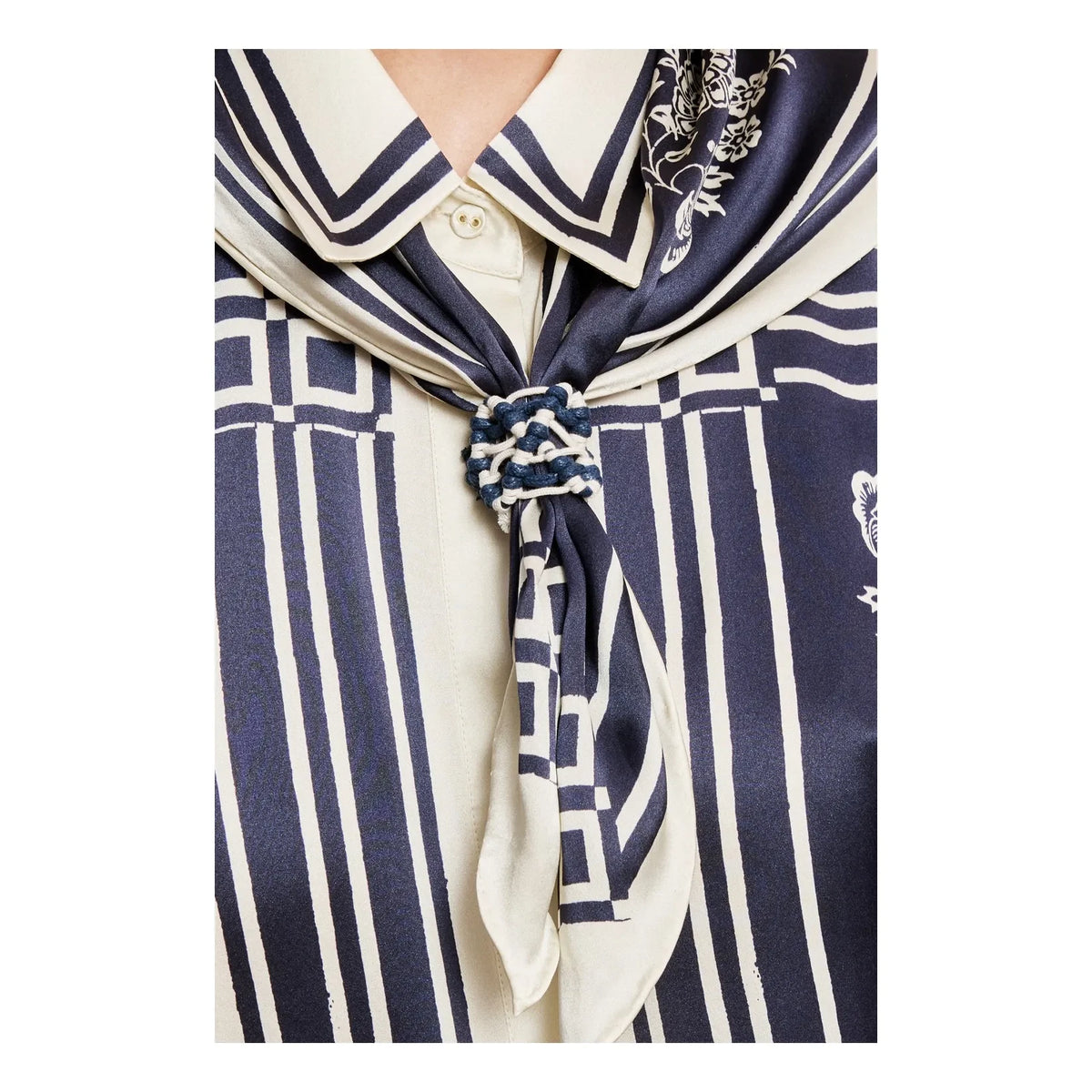 Alémais - Banderra Silk Scarf Shirt | Navy