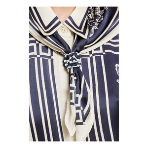 Alémais - Banderra Silk Scarf Shirt | Navy