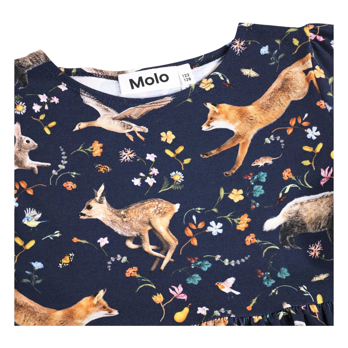 Molo - Organic Cotton Camie Animals Dress | Night Blue