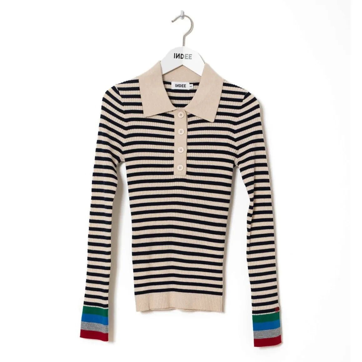 Indee - Striped Wallaby Polo Shirt | Navy