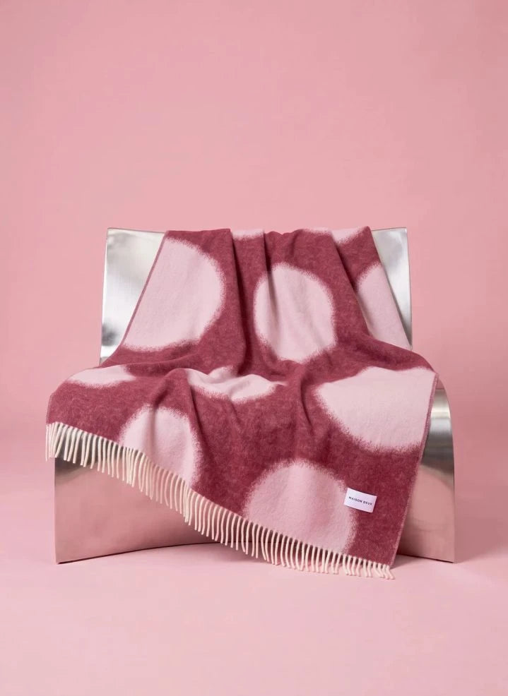 Maison Deux - Polka Dot Wool Throw | Burgundy