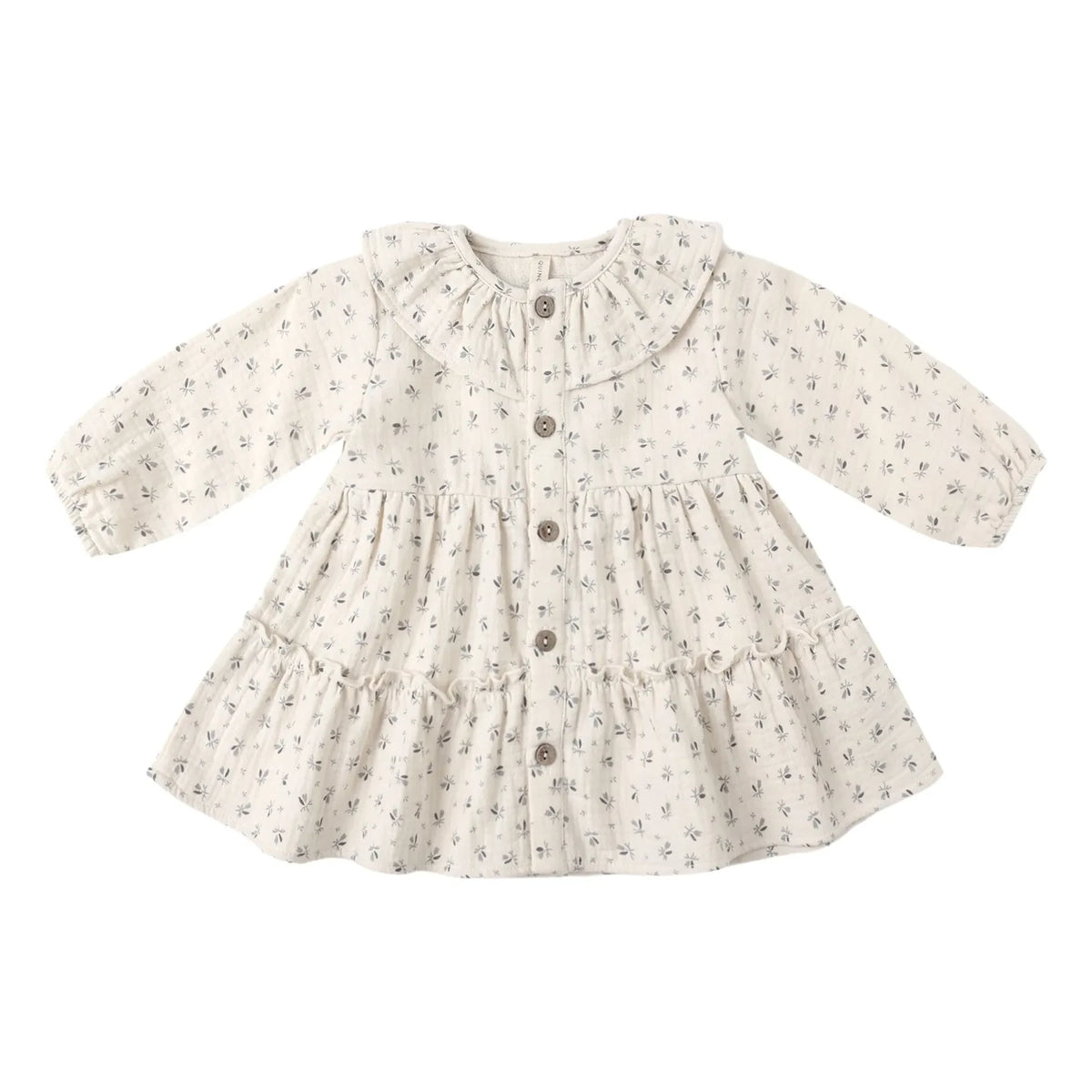 Quincy Mae - Organic cotton floral ruffled dress | Ecru