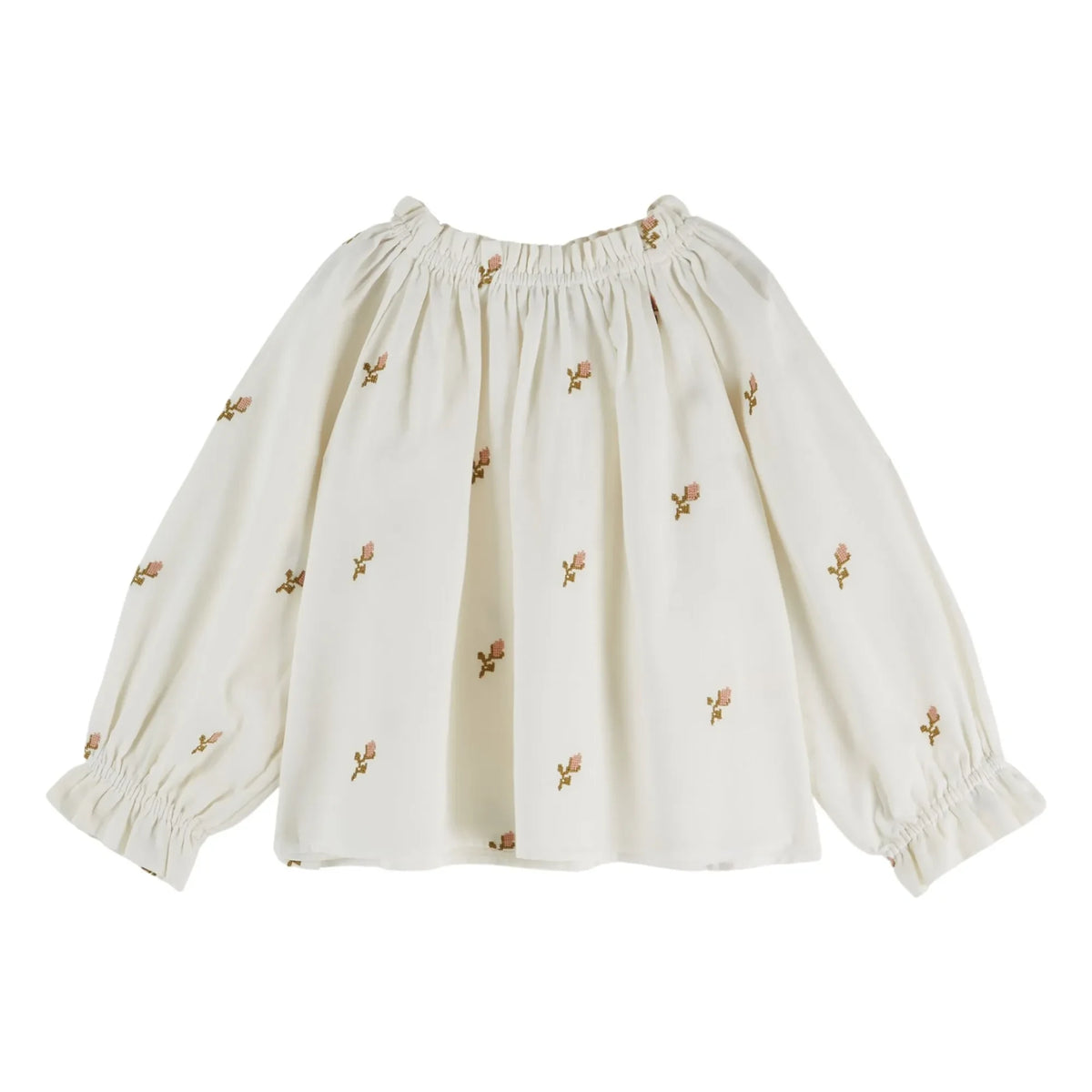 Emile et Ida - Blouse Wide Cross Embroidery | Ecru