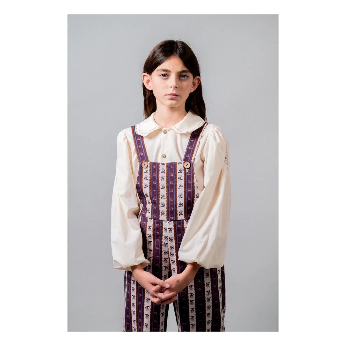 birinit - Organic Cotton Embroidered Claudine Collar Blouse | Ivory