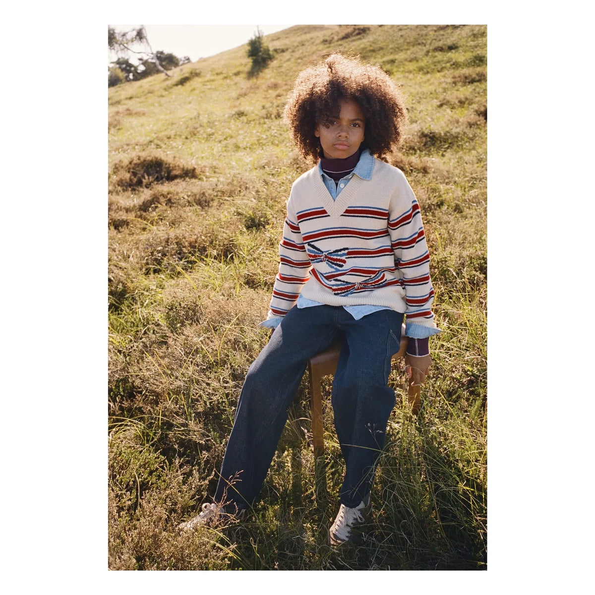 Molo - Gwenda Striped Knot Wool Sweater | White