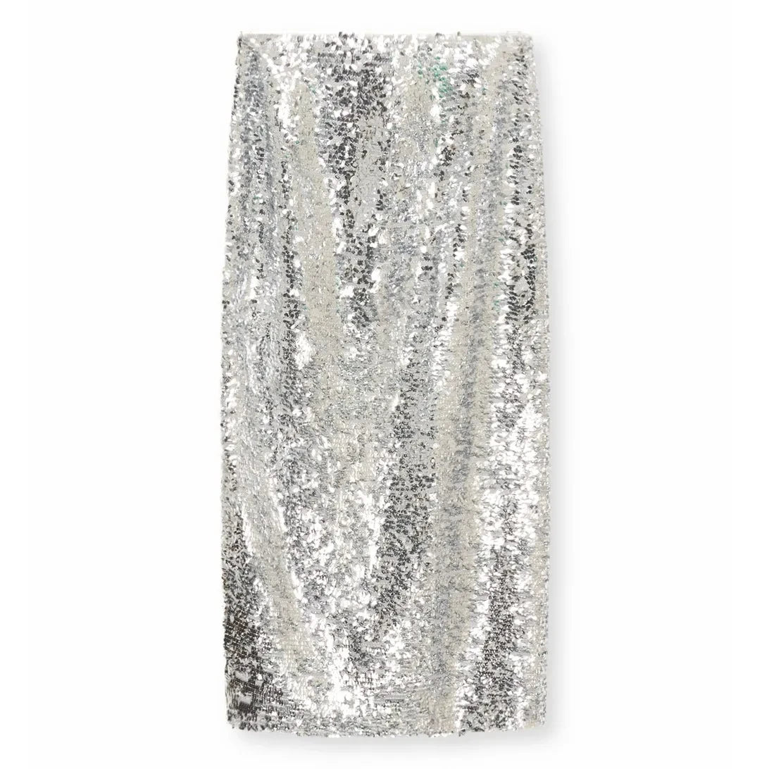 the new society - Muse Sequin Skirt | Silver