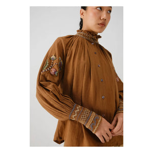 CORD - Farmer Bloom Embroidered Blouse | Dusty Pink