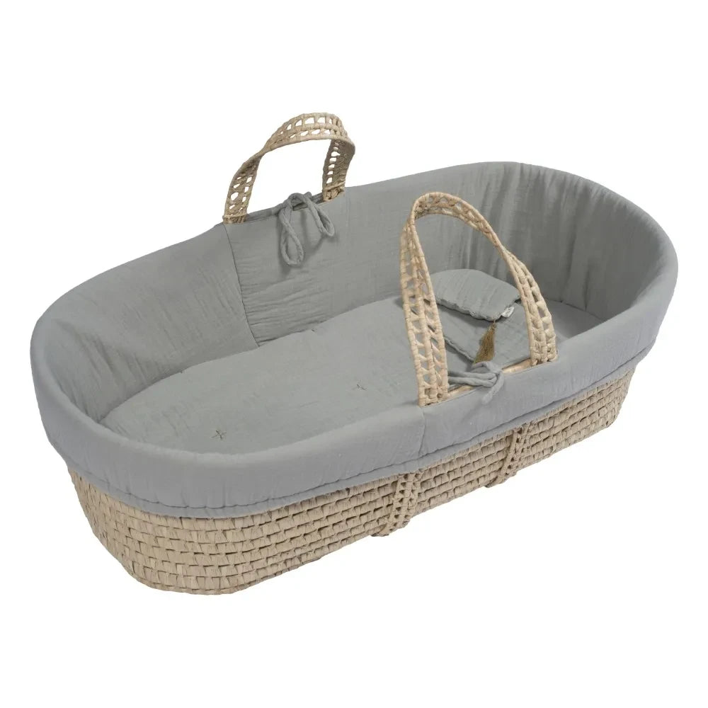 Numero 74 - Organic Cotton Bedding Set for Moses Basket | Silver Grey S019