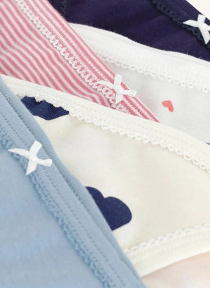 Petit Bateau - 5-Pack Organic Cotton Heart Panty Set | White