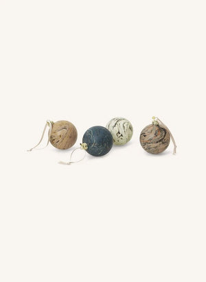 Ferm Living - Marble Effect Ornament Ball - Set of 4
