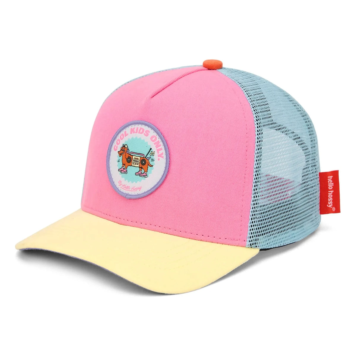 Hello Hossy - Stereo Dog Trucker Hat with Curled Visor Organic Cotton | Pink