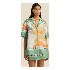 Soleil Soleil - Margot Aster Linen Shirt | Aqua