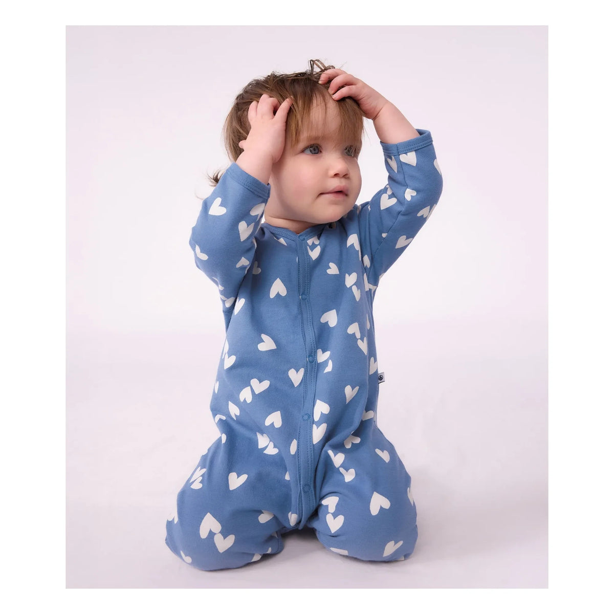 Petit Bateau - Dors Bien Cœurs organic cotton fleece pajamas | Blue